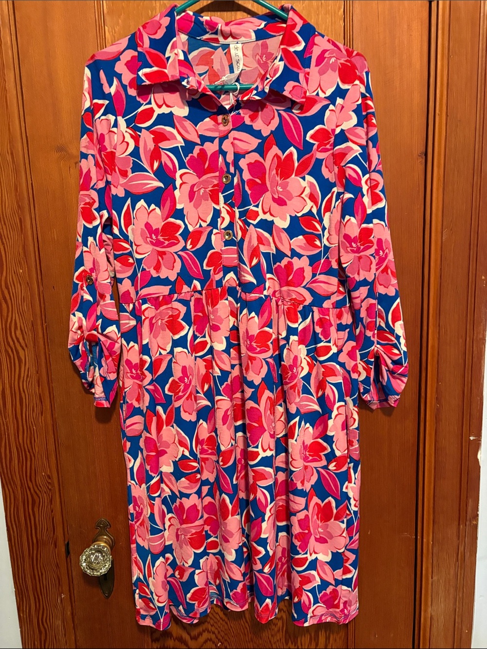 dear Scarlett Floral Button-Front Dress with pockets